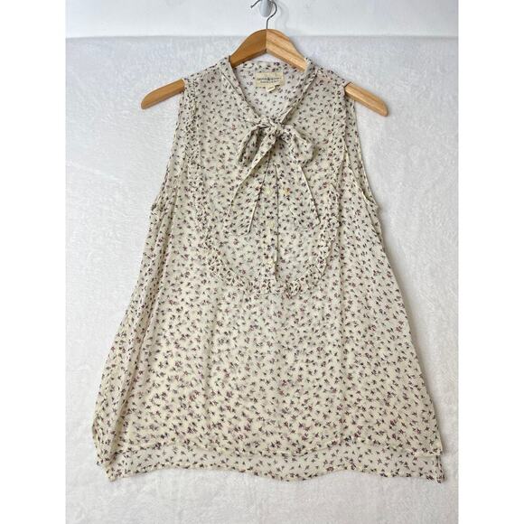 Denim & Supply Ralph Lauren Sheer Rosebud Tie Bow Blouse Prairie Cottage sz L - Picture 1 of 8